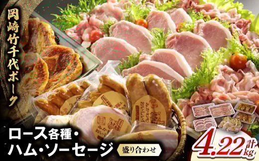 岡崎竹千代ポークロース各種　ハム・ソーセージ盛り合わせ(計4.22kg)【1407293】
