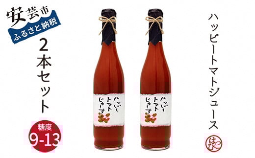 ハッピートマトじゅーす 2本セット トマトジュース 500mL 無塩 無添加 無着色 高糖度 ミニトマト 濃厚 甘味 酸味 爽やか カクテル スープ リゾット パスタ 父の日 ギフト 贈り物 ラッピング のし ハッピーファーム 箱入り 安芸市 高知県