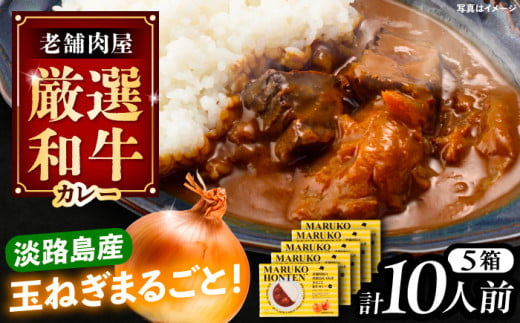 丸小本店 老舗肉屋の淡路島産の玉ねぎまるごと和牛カレー 2人前450g×5個セット レトルト カレー 牛肉 和牛 ブランド牛 ご当地 名物 高級 ギフト 贈答用 人気 おすすめ 美味しい 簡単 調理 長期保存 カレー カレーライス レトルトカレー ビーフカレー 保存食 恵那市 / テンポイント [AUFN015]
