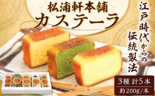カステーラ 5本 詰め合わせ /焼菓子 セット カステラ 和菓子 スイーツ デザート おやつ お菓子 ギフト 贈答 プレゼント お取り寄せ 直送 送料無料 / 恵那市 / 松浦軒本舗 [AUCR001]