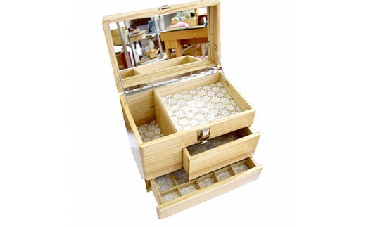 【一点物】江差産桐材使用　お洒落『メイクボックス』【匠の手仕事】