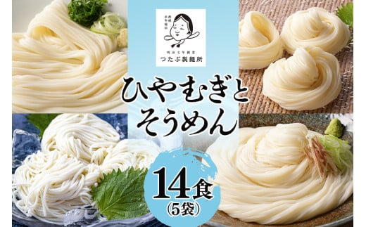 ひやむぎ そうめんセット 5袋(14食分)乾麺 冷麦 冷や麦 素麺 島田麺 しまだ麺 (25)