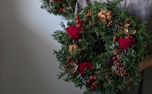 クリスマスリース〈先行予約受付中〉インテリア クリスマス プレゼント 生花 ドライフラワー（478）