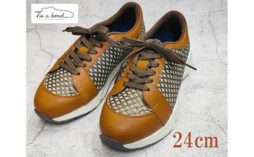 【ネーカーズ】【Tie a bond】西陣織スニーカー（キャメル）〈24cm〉