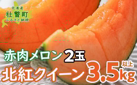 <2026年7月上旬よりお届け>北海道壮瞥産 赤肉メロン「北紅クイーン」2玉入り約3.5kg以上 【 ふるさと納税 人気 おすすめ ランキング メロン めろん 北紅クイーン 果物 甘い 赤肉 北海道 壮瞥町 送料無料 】 SBTP013