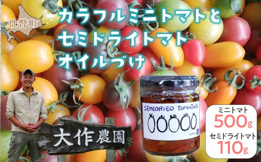 <2026年7月上旬よりお届け>北海道壮瞥産 大作農園の「カラフルミニトマト」約500g(5種以上)とセミドライトマトオイル漬け1瓶(110g)のセット【 ふるさと納税 人気 おすすめ ランキング トマト とまと ミニトマト アイコ オイル漬け 野菜 甘い パスタ サラダ 北海道 壮瞥町 送料無料 】 SBTR008