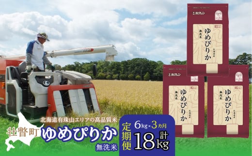 【令和7年産 3ヶ月定期配送】（無洗米6kg）ホクレンゆめぴりか（無洗米2kg×3袋） 【 ふるさと納税 人気 おすすめ ランキング 北海道産 壮瞥 定期便 無洗米 米 白米 ゆめぴりか 甘い おにぎり おむすび こめ 贈り物 贈物 贈答 ギフト 大容量 詰合せ セット 北海道 壮瞥町 送料無料 】 SBTD054