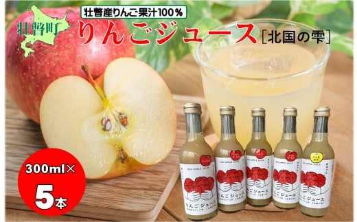 <2026年1月下旬よりお届け>りんごジュース「北国の雫」(壮瞥町産りんご100%) 300ml×5本 【 ふるさと納税 人気 おすすめ ランキング 北海道 壮瞥 りんご アップル ジュース 果汁 100% 飲料水 飲み物 贈り物 贈物 贈答 ギフト 大容量 詰合せ セット 北海道 壮瞥町 送料無料 】 SBTA082