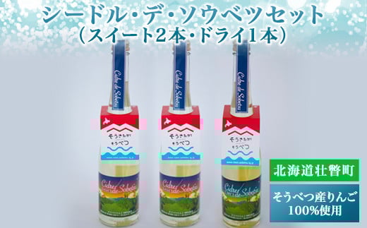 シードル・デ・ソウベツセット(スイート2本・ドライ1本)<そうべつ産りんご100%使用> ふるさと納税 人気 おすすめ ランキング 北海道 壮瞥 りんご 林檎 アップル アルコール 酒 甘口 辛口 ドライ スイート 甘い 贈り物 贈物 贈答 ギフト 大容量 詰合せ セット 北海道 壮瞥町 送料無料 SBTA037