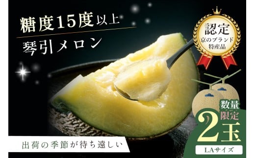 【先行予約／限定500】京のブランド産品 京たんごメロン 琴引メロン LAサイズ 2玉（2026年6月下旬～発送）メロン 2026 先行予約　JK00024