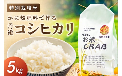 かに殻肥料で造る 特別栽培 丹後コシヒカリ 5kg 米 お米 こめ こしひかり 京都 5キロ 美味しいお米 ご飯 お米 白米 国産 SDGs 農家応援 生産者応援 送料無料 YZ00006