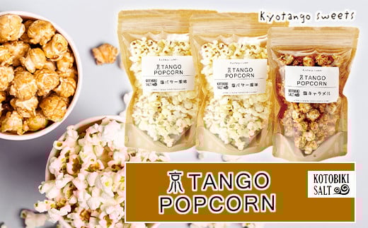 京TANGO POPCORNセット(塩バター風味2個・塩キャラメル1個) ポップコーン 塩キャラメル 塩バター お菓子 おやつ セット 子ども 子供 生産者応援 送料無料 AM00629