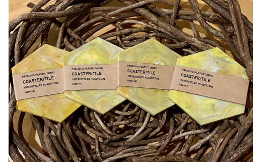 Precious Plastic コースター4枚セット(黄)　EG00028