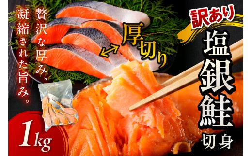 【事業者応援・鮭 切り身】お手軽!絶品!厚切り 塩銀鮭 切り身 約1kg(プロトン凍結 不揃い)塩鮭切り身 銀鮭切り身 サケ小分け 塩鮭厚切り 銀鮭厚切り YK00236