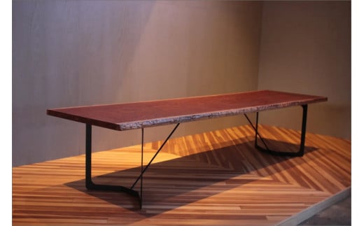 玉杢ブビンガ一枚板テーブル(3400×910×50mm)工芸品・インテリア・1点もの・一点もの KK00011