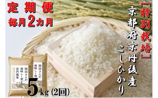 【定期便2か月】特別栽培 京都府京丹後市産こしひかり 岡田さんが美味しく育てた京丹後米 5kg×2か月 NC00008