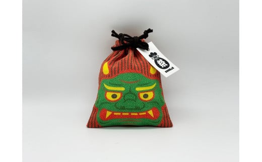 丹後ちりめん 祭巾着（おに） サイズ：約17cm×13cm　DZ00027-06