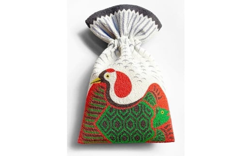 丹後ちりめん 祭巾着 つるかめ サイズ：約22cm×13cm　DZ00028-01