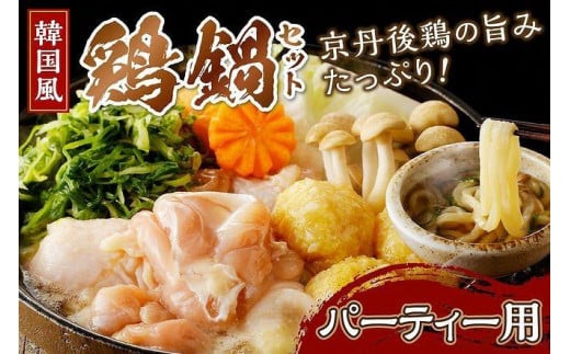 京都・京丹後の若鶏と九条ネギの韓国風鶏鍋セット（パーティー用セット）　国産 とり肉 若鶏 鶏もも つみれ 鶏鍋 九条ネギ 辛口鍋 スープ辛鍋 韓国辛肉鍋 旨辛鍋 ふるさと 納税 鍋セット ふるさと納税 鶏肉　KI00027