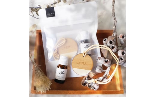 easeグリーンフォレストブレンド&ウッドプレートセット(アロマブレンドオイル+芳香器具)【1410831】