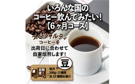 <毎月定期便>いろんな国のコーヒー飲んでみたい!「6ヶ月コース(豆)」全6回【4067853】