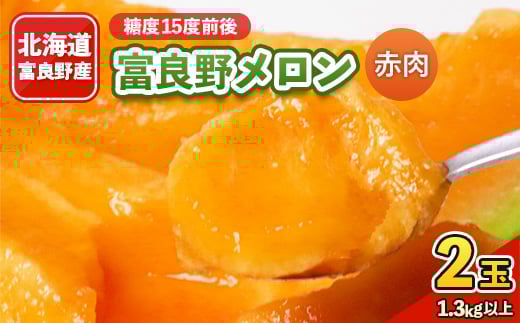 2026年先行予約 富良野メロン 1.3kg以上×2玉入り 赤肉【1311648】