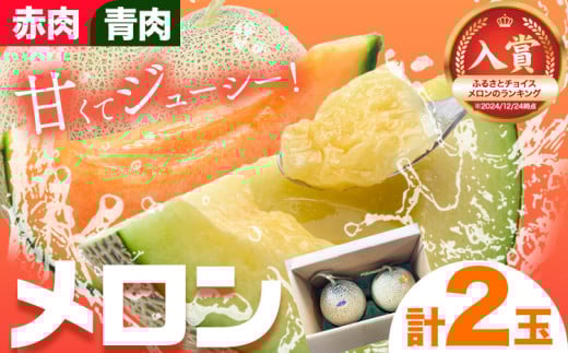 [1.2-84] 北海道メロン（赤肉・青肉）計2玉【2026年先行予約】