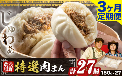 [2.7-310]　浅野農場特選肉まん 計27個 3ヶ月定期便 | 豚肉 肉まん 豚まん 特選肉まん 中華まん 北海道 肉まん