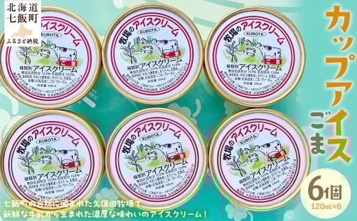 カップアイス　ゴマ 120ml×6個 【 ふるさと納税 人気 おすすめ ランキング アイスクリーム アイス あいす ゴマ ごま セット おいしい 北海道 七飯町 送料無料 】 NAP009