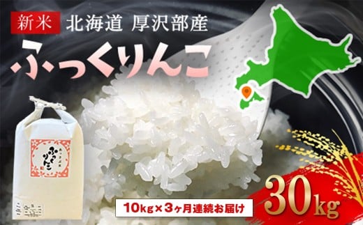 【令和7年産新米】2025年11月上旬より順次発送 北海道厚沢部産ふっくりんこ30kg(10kg×3ヶ月連続お届け)  【 ふるさと納税 人気 おすすめ ランキング 米 ご飯 ごはん 白米 ふっくりんこ 精米 つや 粘り 北海道 厚沢部 送料無料 】 ASG034