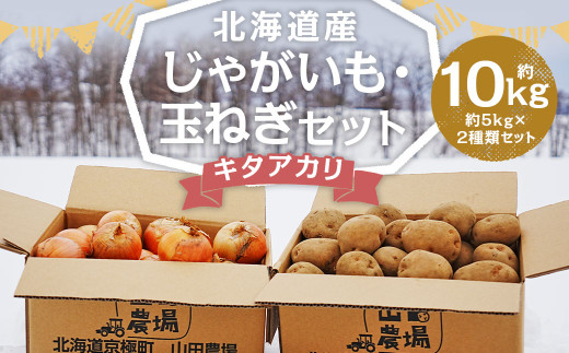 北海道産 じゃがいも キタアカリ 玉ねぎ セット M~2Lサイズ混載 各約5kg 合計約10kg 2箱 山田農場 ジャガイモ 芋 いも イモ 玉葱 タマネギ たまねぎ 国産 【2025年10月上旬-2026年3月上旬迄発送予定】