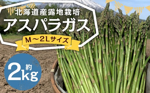 北海道産 露地栽培 アスパラガス M~2L 約2kg 【2026年5月下旬~6月上旬迄発送予定】 グリーンアスパラガス アスパラ 野菜 北海道 京極町 冷蔵