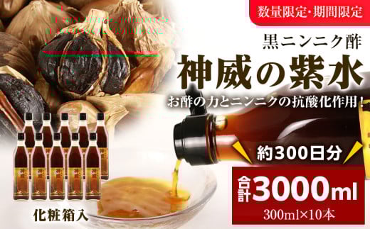 黒ニンニク酢(神威の紫水)3000ml(300ml×10本)