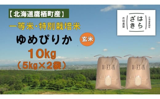 【令和7年産】一等米・特別栽培米 10kg【ゆめぴりか玄米】5kg×2（農薬7割減）北海道 鷹栖町 原崎農園