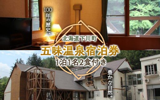 五味温泉宿泊券(1泊1名 朝夕食付) 天然炭酸泉温泉 北海道 下川町 F4G-0257