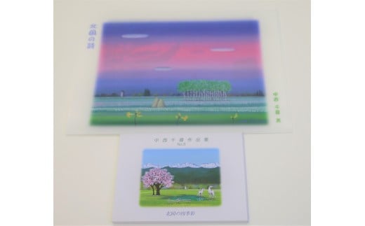 村内在住画家による絵画・クリアファイル＆絵葉書セット[X05-1]