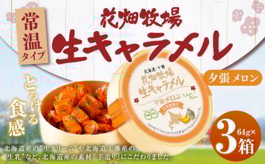 花畑牧場 生キャラメル 夕張メロン（常温） 64g×3セット キャラメル お菓子 おやつ メロン [002-0090]