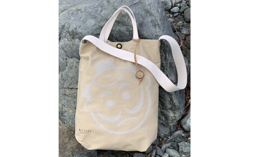 やっこさんトートバッグ（面ベージュ＋奴 x ライトグレー）