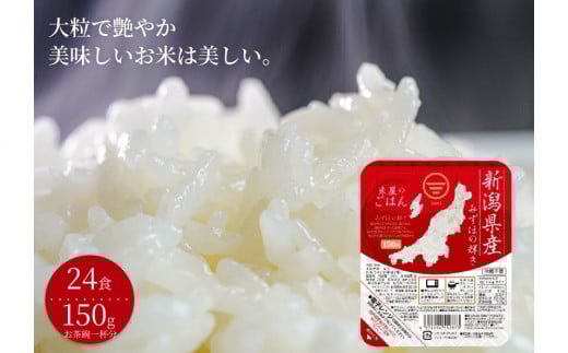 [パックご飯] みずほの輝き 150g×24食 米杜氏 壱成 新潟良食味品種 大粒 艶やか つや 冷めてももっちり 1H18011
