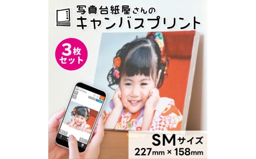 キャンバスプリント SMサイズ 3枚セット フォト 写真 パネル オーダー 印刷 アート ファブリックパネル インテリア