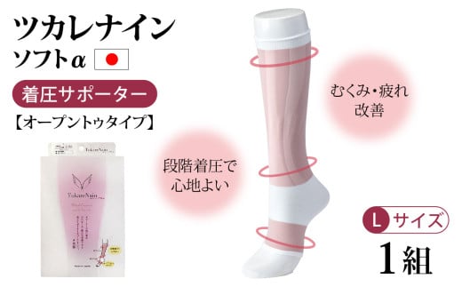 ツカレナイン　ソフトα　着圧サポーター【オープントゥタイプ】（Ｌ）１組