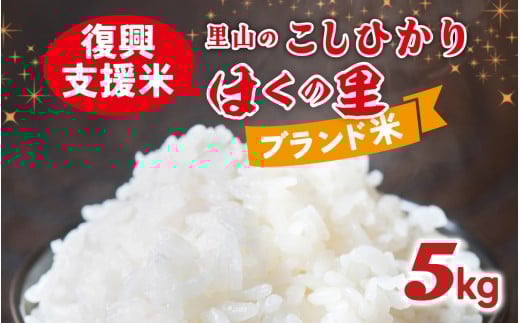 【災害・復興支援】【先行予約】里山のこしひかり ほくの里 5kg × 1袋【11月配送】