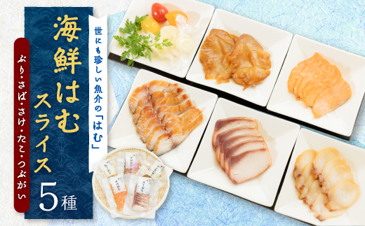 ＜簡単・便利・味付け不要＞海鮮はむスライス5種(ぶり、さば、さけ、たこ、つぶがい)詰合せ【1205808】