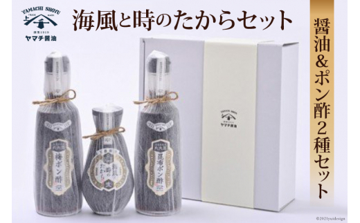 醤油 ポン酢 海風と時のたから 200ml 昆布ポン酢 300ml 梅ポン酢 300ml 3種セット 計800ml 詰め合わせ [近岡屋醤油 ヤマチ醤油 石川県 宝達志水町 38601211] しょうゆ 調味料酢 ぽんず ポンズ ぽん酢 化粧箱 お試し おためし 食べ比べ