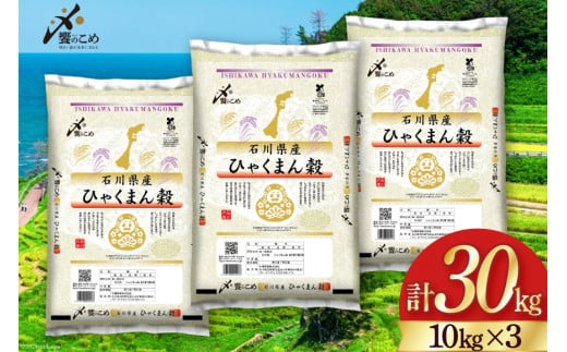 【期間限定発送】 米 令和7年 ひゃくまん穀 精米 10kg ×3袋 計 30kg [中橋商事 石川県 宝達志水町 38601203] お米 コメ 白米 ごはん 美味しい 石川