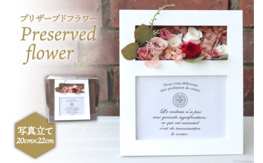 プリザーブドフラワー 写真立て ( 白 ) 20×22×14cm [littleprincess 石川県 宝達志水町 38600587] 花 写真たて フォトフレーム アレンジ