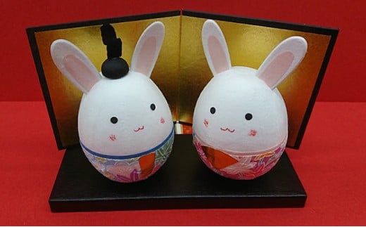 越前和紙 うさぎのおひなさま＆越前焼 天空の城湯のみ