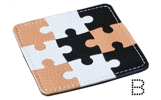 本革パズルコースター（3枚セット）Ｂ