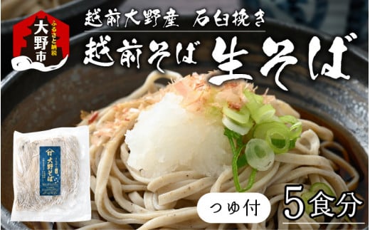 【そばランキング一位を獲得 内田製麺の生そば】 越前そば 5食入り 冷凍保存も可能で美味しさ長持ち 越前大野産 石臼挽き 生蕎麦(つゆ付き)