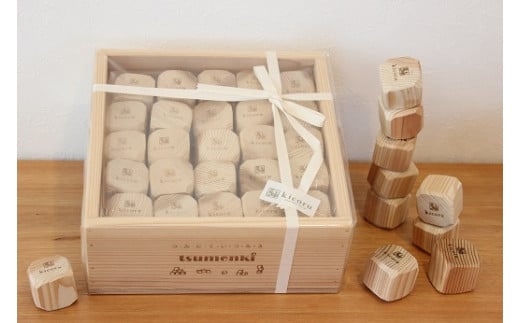 伝統工芸士が作る 積みにくい積み木【積めん木】50個入り(木箱入り) (福井県産 杉 使用)